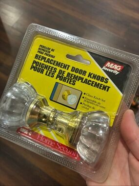 NEW MAG Security Replacement Glass Door Knobs - Clear & Brass